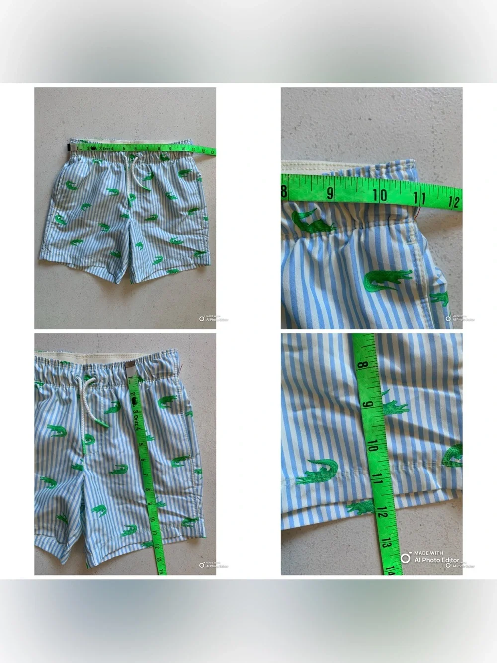 Cat & Jack Alligator Swim Trunks Swimsuit Size Small NWOT Blue Green Stripe